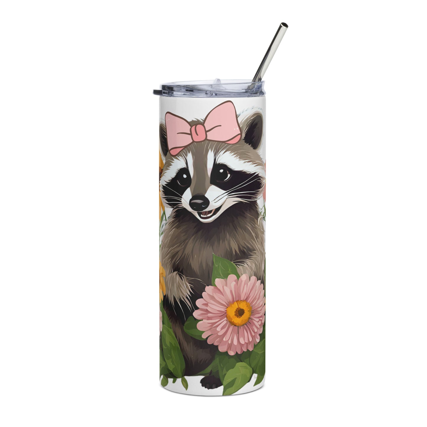Raccoon in flowers