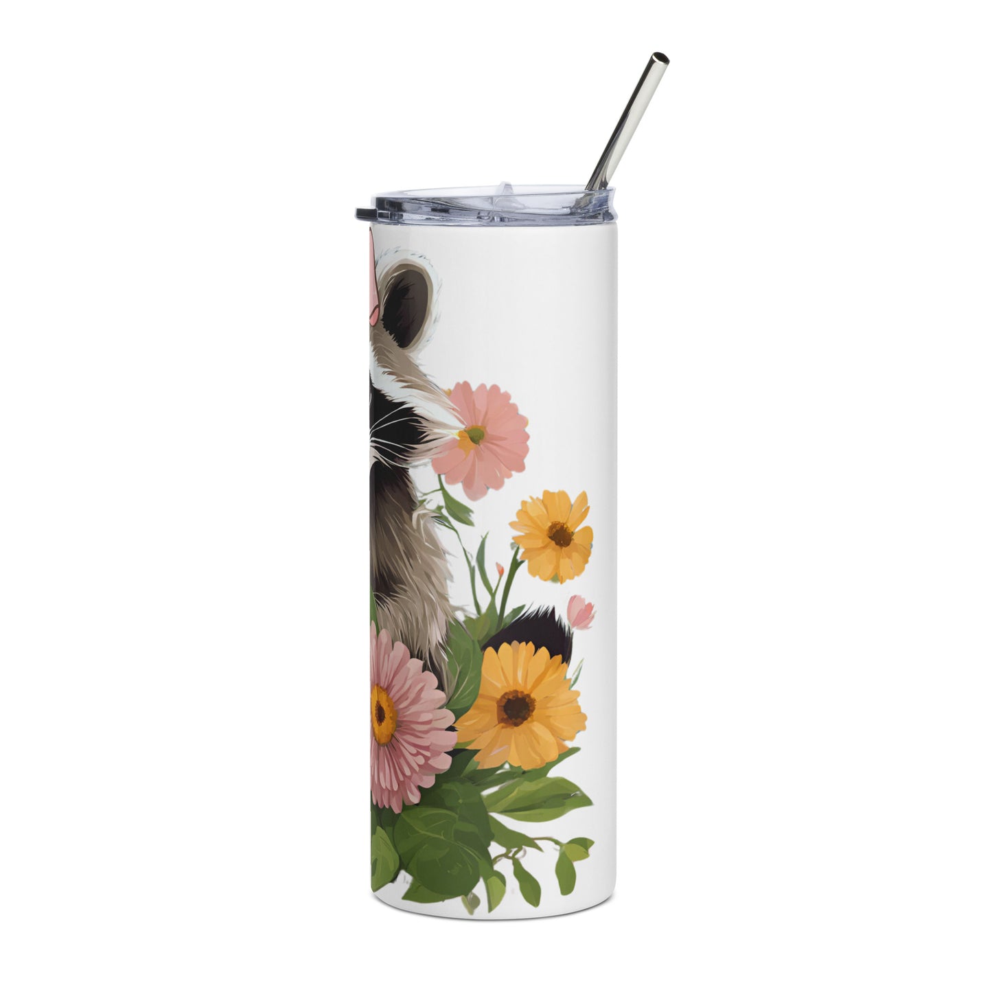 Raccoon in flowers