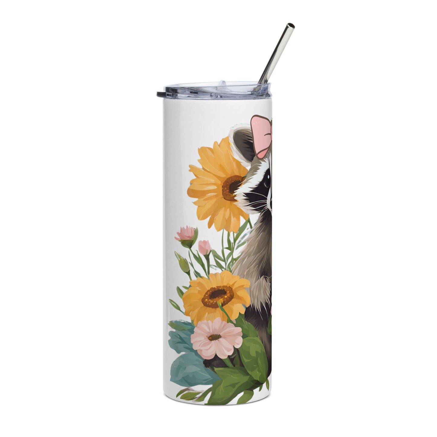 Raccoon in flowers