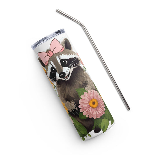 Raccoon in flowers